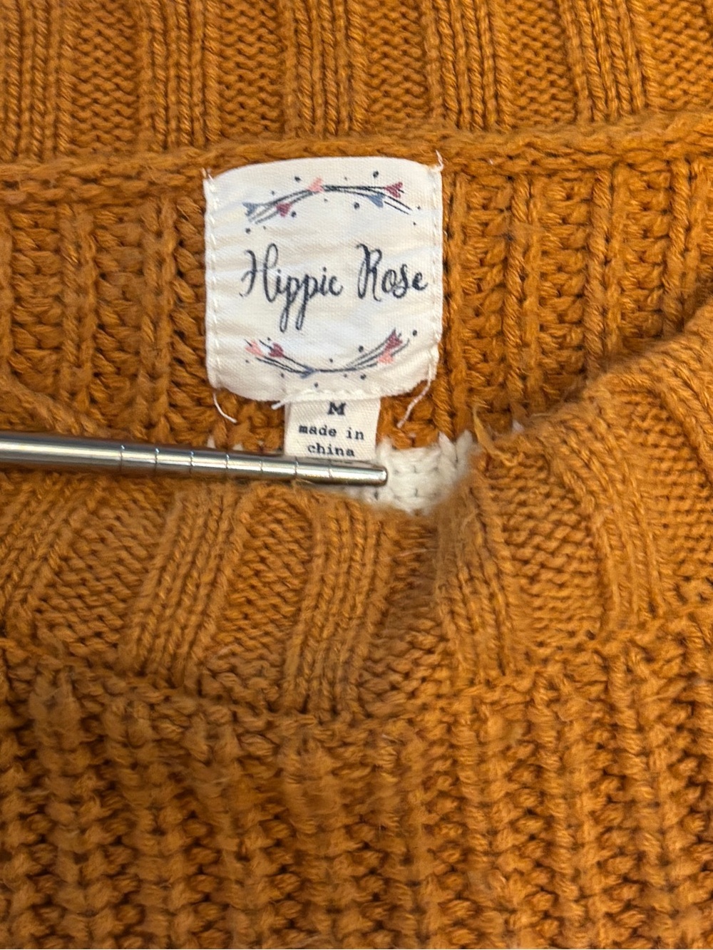 Hippie Rose Chunky Mustard Crewneck Sweater Medium